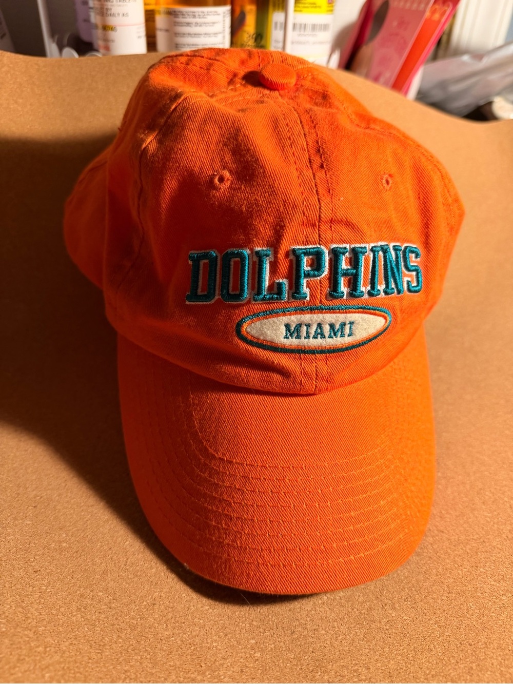 Reebok Orange Baseball Cap with Teal Trim - Miami Dolphins rare